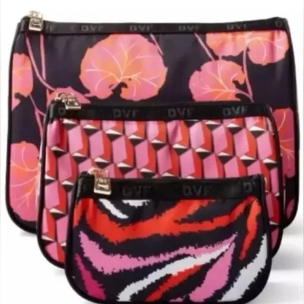 NWT DVF for Target 3 Pack Travel Pouches Geranium Leaf/Modern